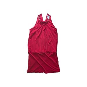 Cache Women's Size 4 Red Halter Dress Gold Chain Neckline Cocktail Party Y2K